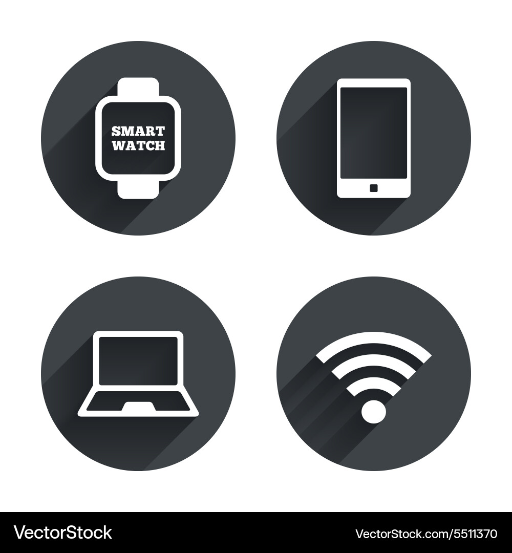 Notebook and smartphone icon smart watch symbol vector image