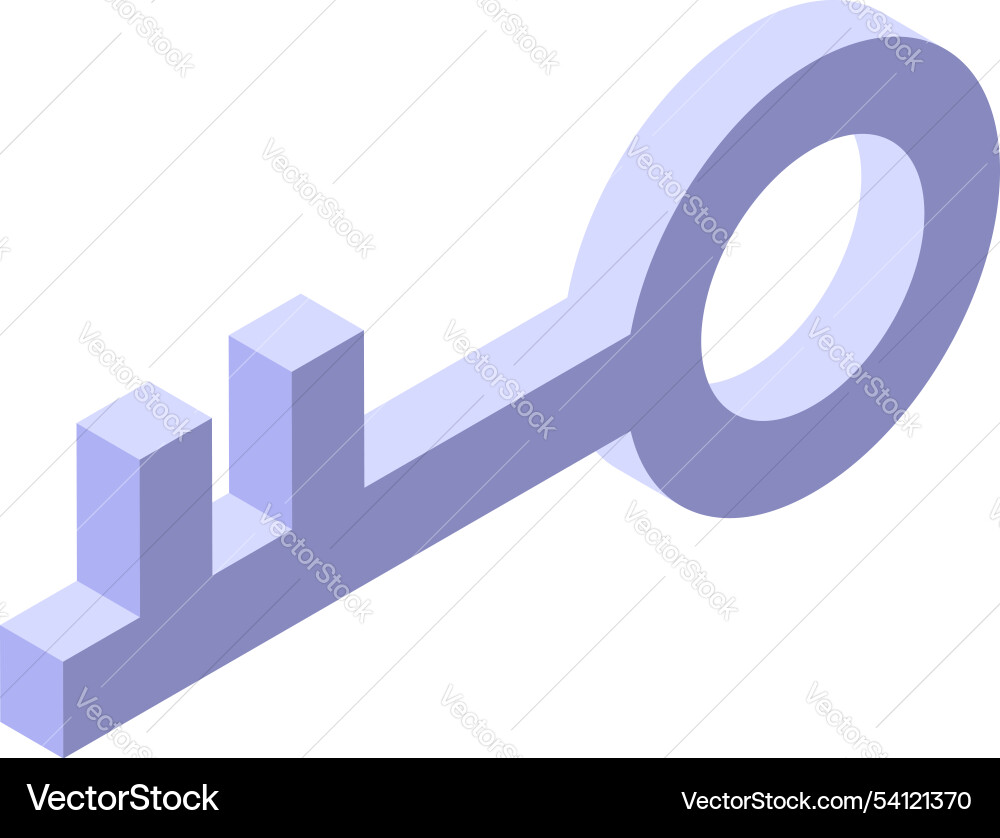 Purple key opening access in isometric view Purple key opening access in isometric view vector image