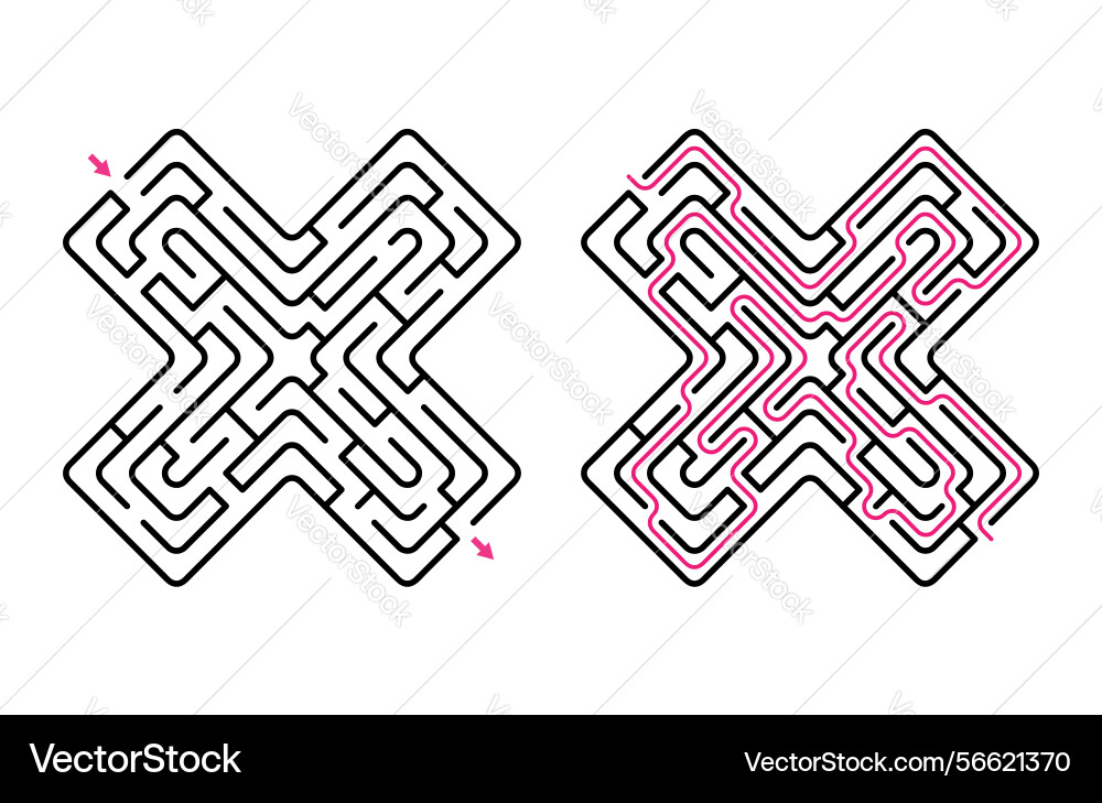 Rgb abstract maze labyrinth with entry and exit vector image