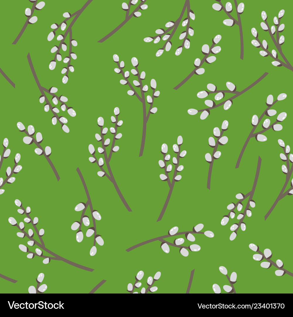 Seamless pattern with branch of willow vector image