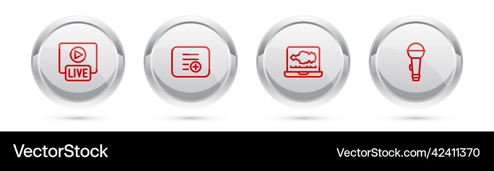 Set line live stream add to playlist sound Set line live stream add to playlist sound Vector Image
