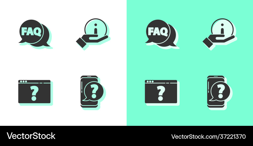 Set mobile phone with question speech bubble faq Set mobile phone with question speech bubble faq vector image