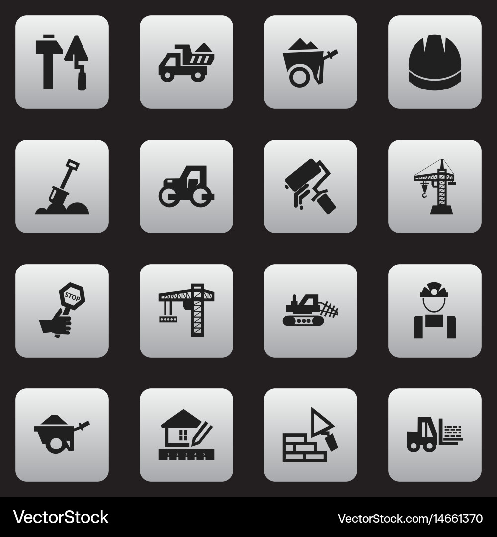 Set of 16 editable structure icons includes vector image