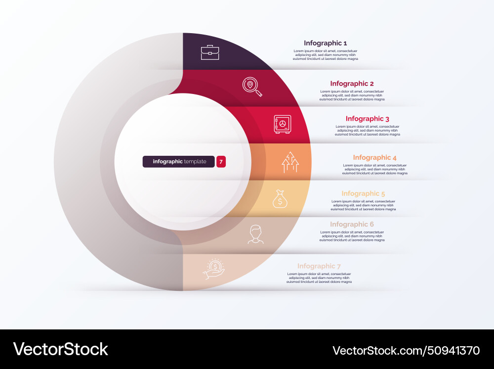 Seven option cycle infographic chart vector image