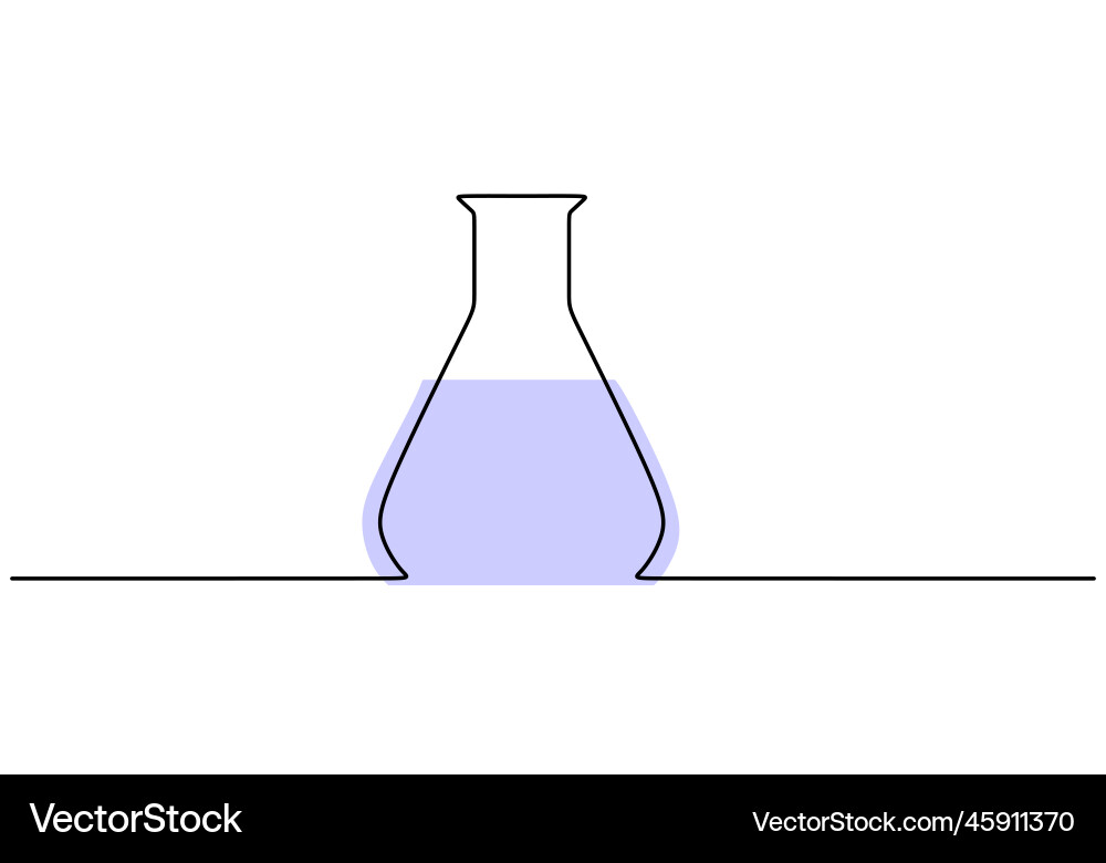 Single continuous line art chemical science flask Single continuous line art chemical science flask vector image