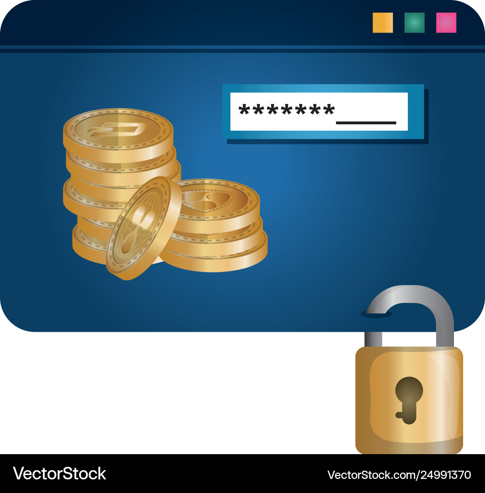 Template webpage with virtual coins Vector Image