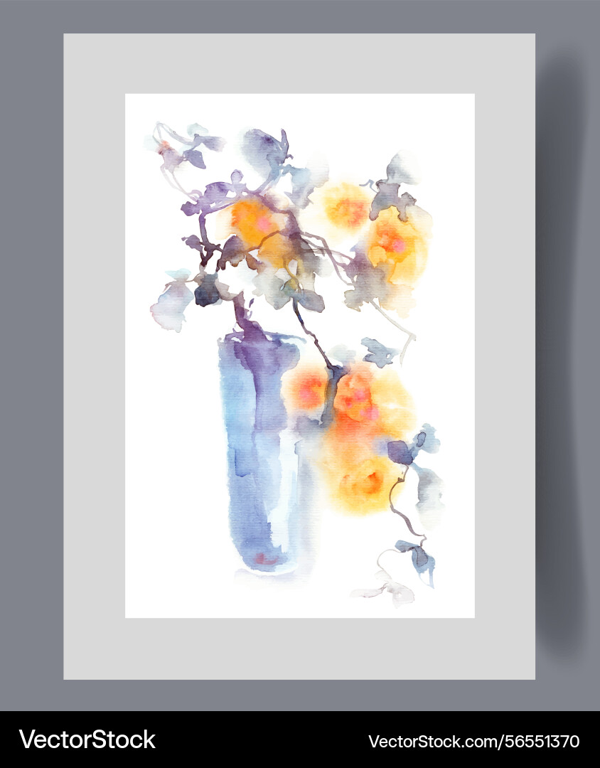 Vase with branch of flowering tree from spring Vector Image
