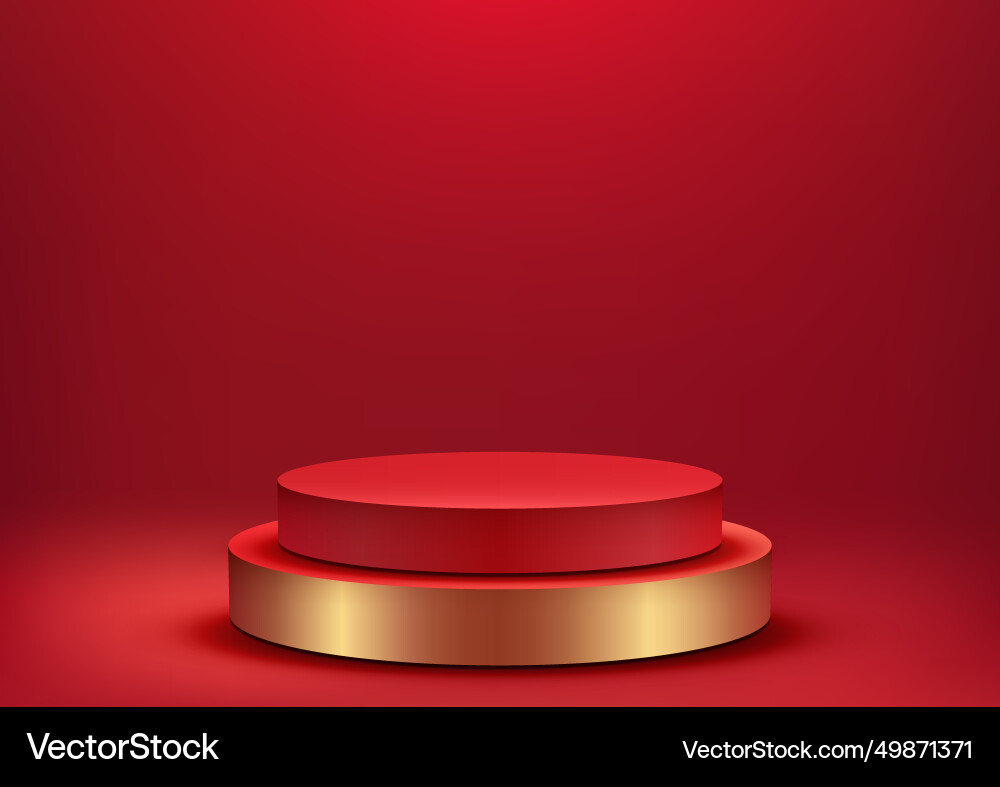 3d red and gold podium for luxurious chinese new vector image