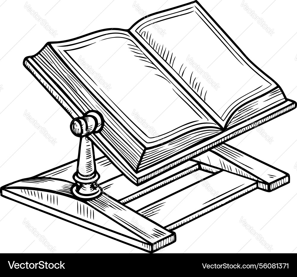 Antique book stand with open pages on display Antique book stand with open pages on display vector image