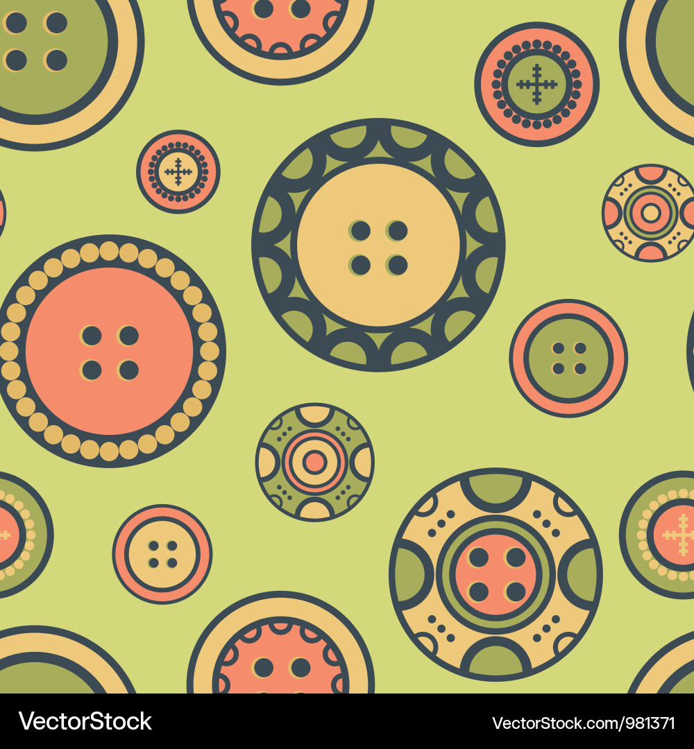 Button Pattern on Green Background vector image