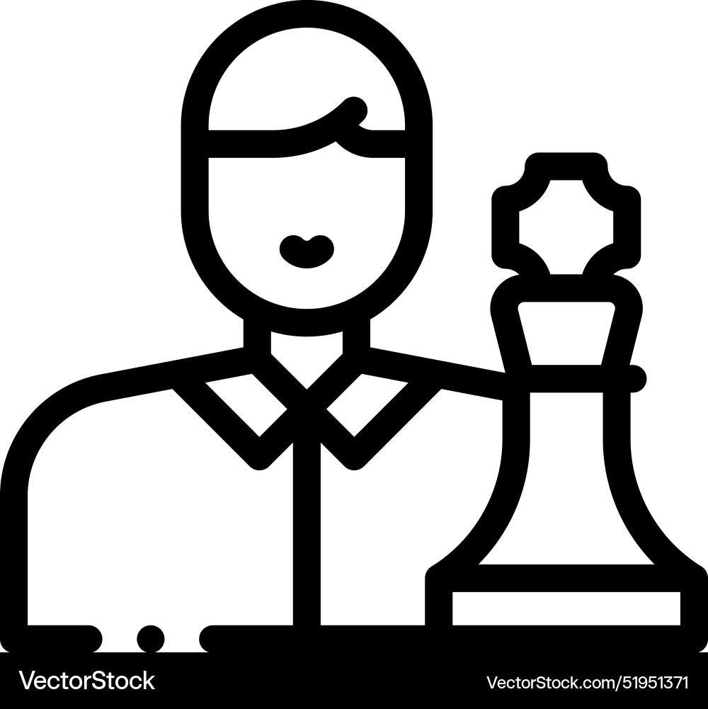 Chess player icon thin linear style design Chess player icon thin linear style design Vector Image