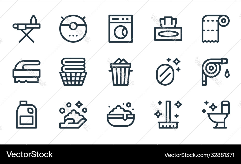 Cleaning line icons linear set quality Cleaning line icons linear set quality vector image