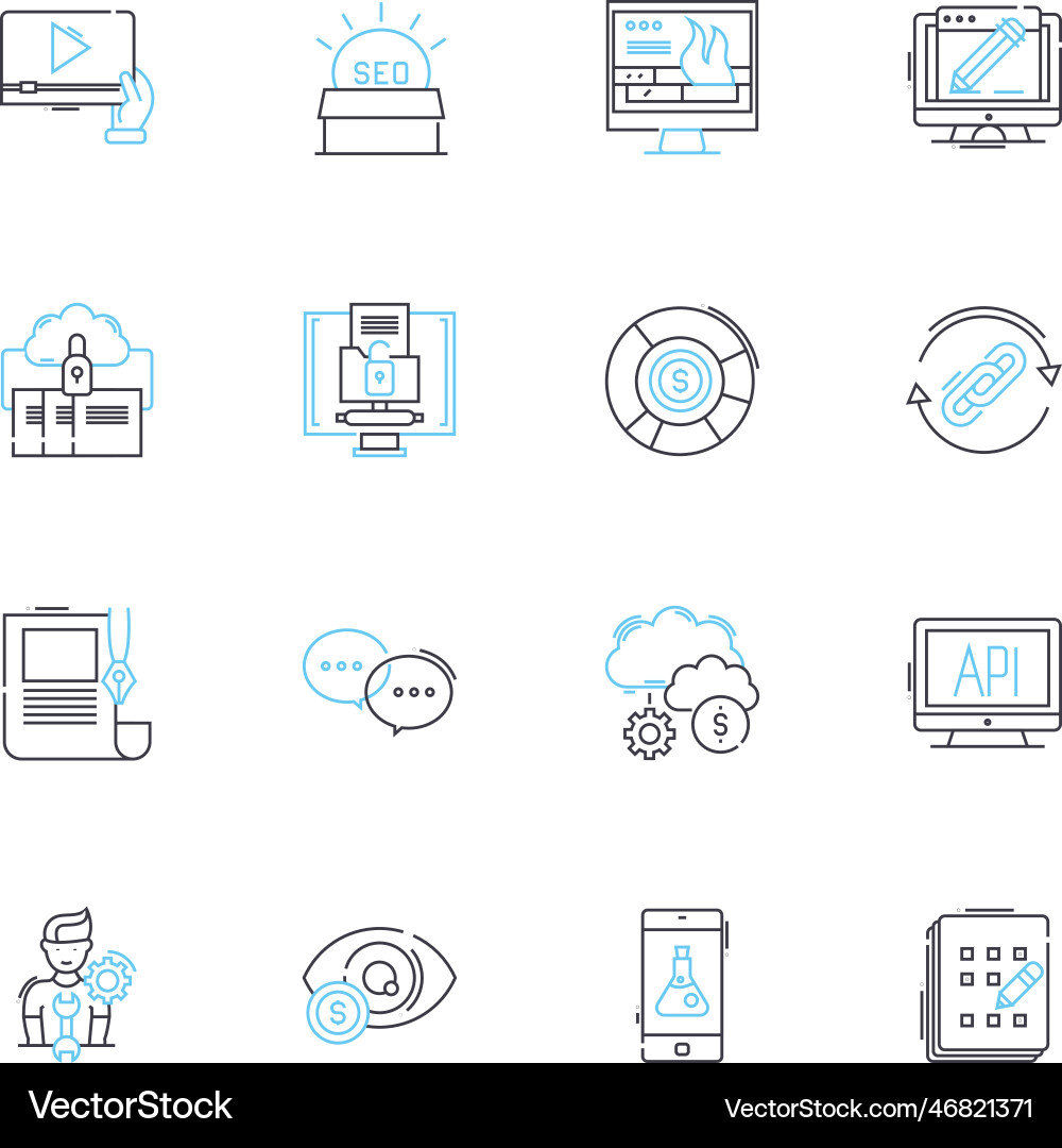 Digital creation linear icons set design Vector Image