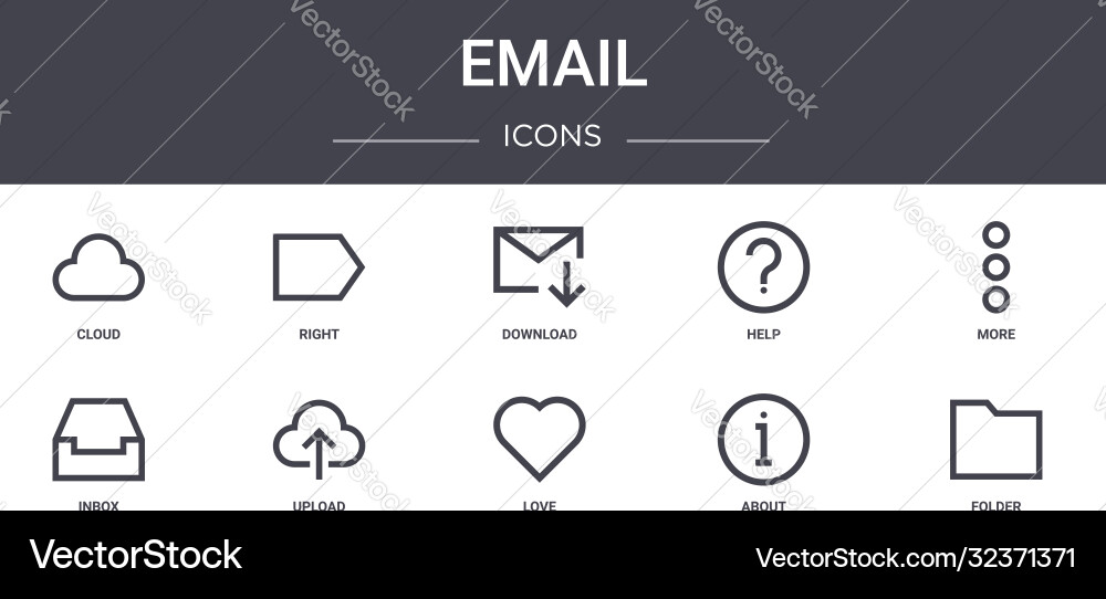 Email concept line icons set contains Email concept line icons set contains vector image
