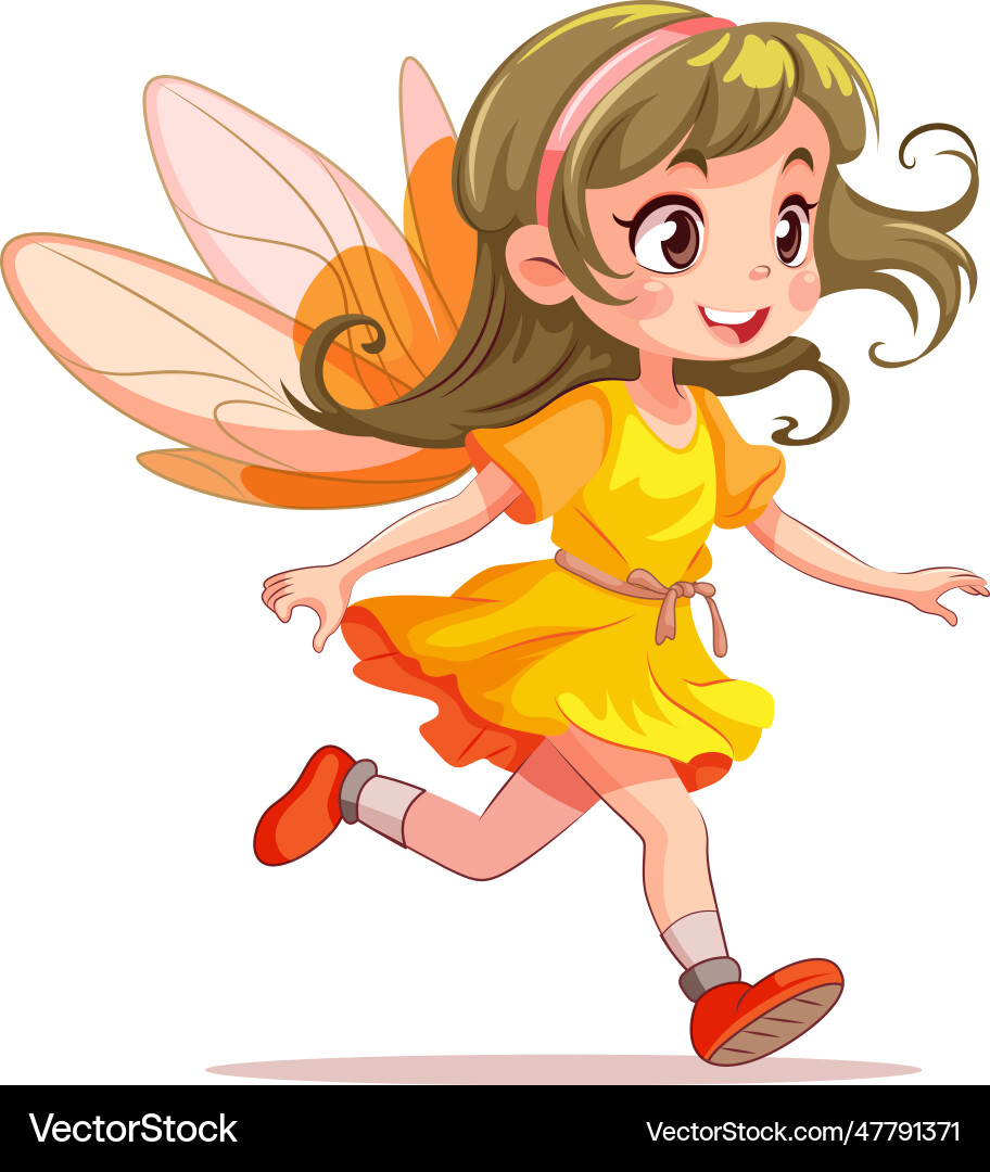 Fee Prinzessin in gelb Kleid Cartoon Charakter Fee Prinzessin in gelb Kleid Cartoon Charakter vektorbild