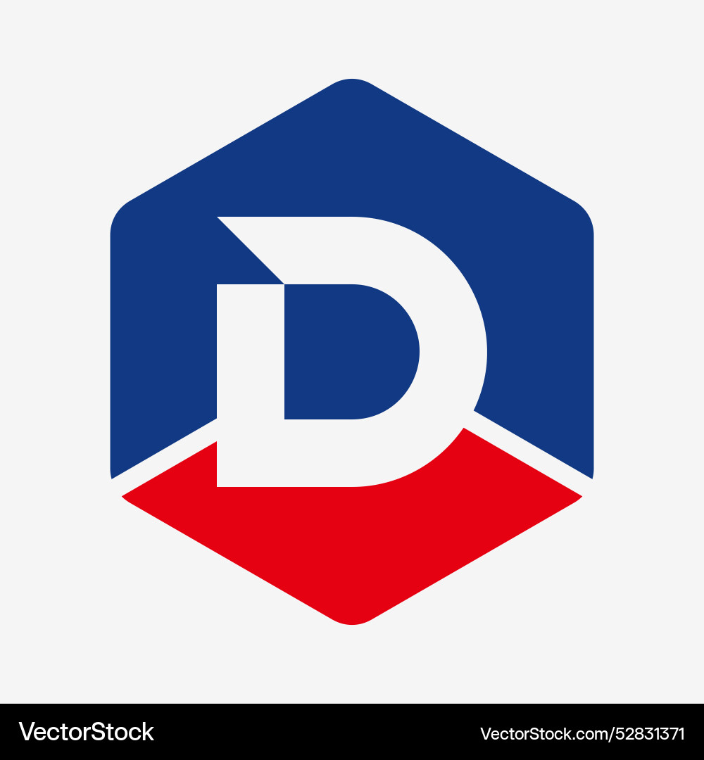Initial letter d hexagon logo design element Vector Image