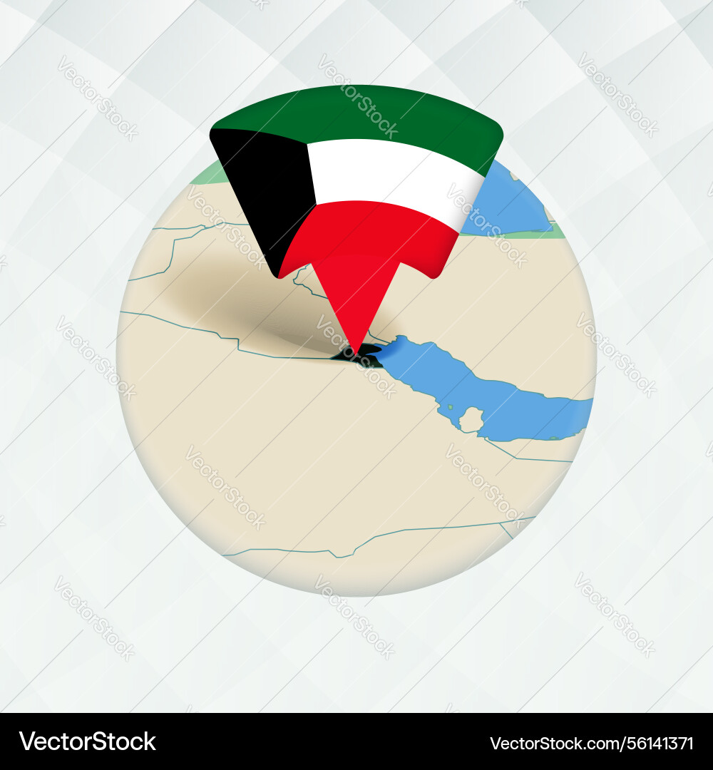 Kuwait map highlighted with flag marker Kuwait map highlighted with flag marker vector image