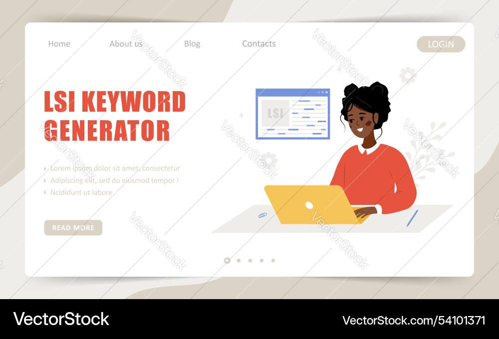 Lsi keyword generator landing page template key Lsi keyword generator landing page template key vector image