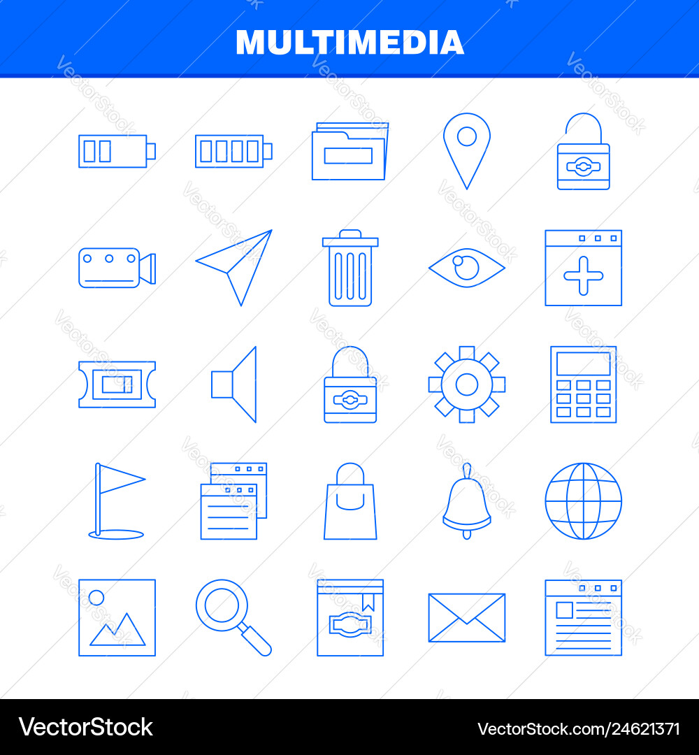 Multimedia line icon for web print and mobile Multimedia line icon for web print and mobile vector image