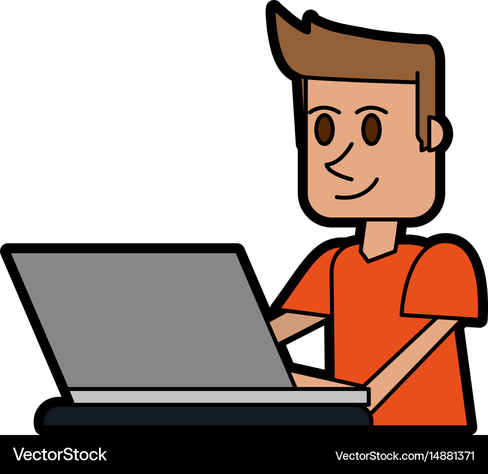 Person using laptop computer icon image vector image