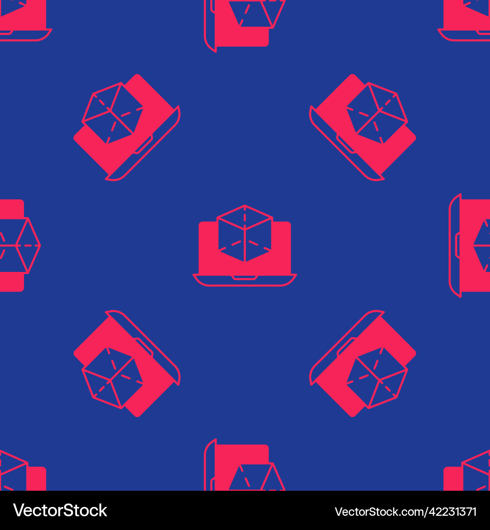 Red 3d modeling icon isolated seamless pattern Red 3d modeling icon isolated seamless pattern Vector Image