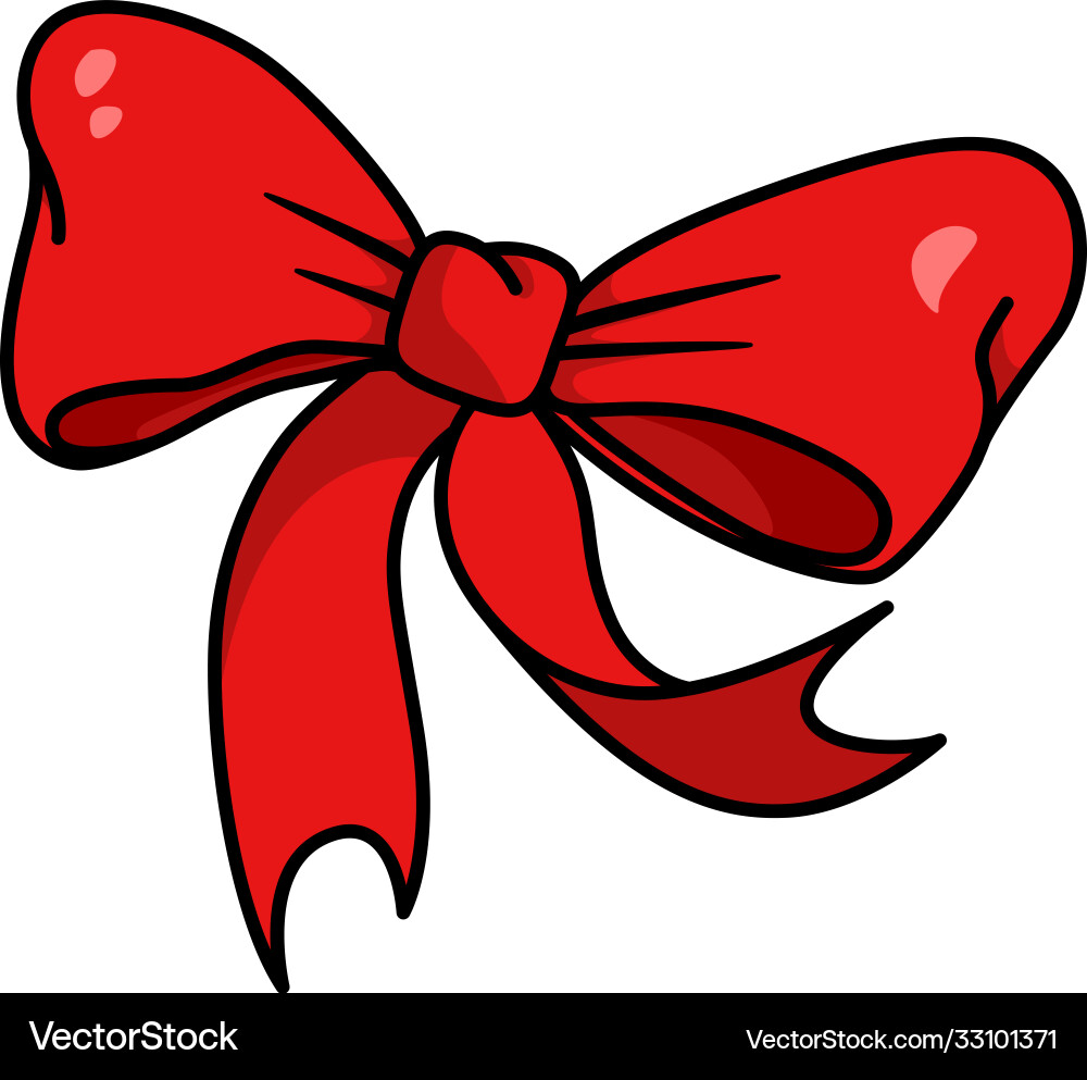 Red Holiday Ribbon Bow - Christmas Gift Vector Image