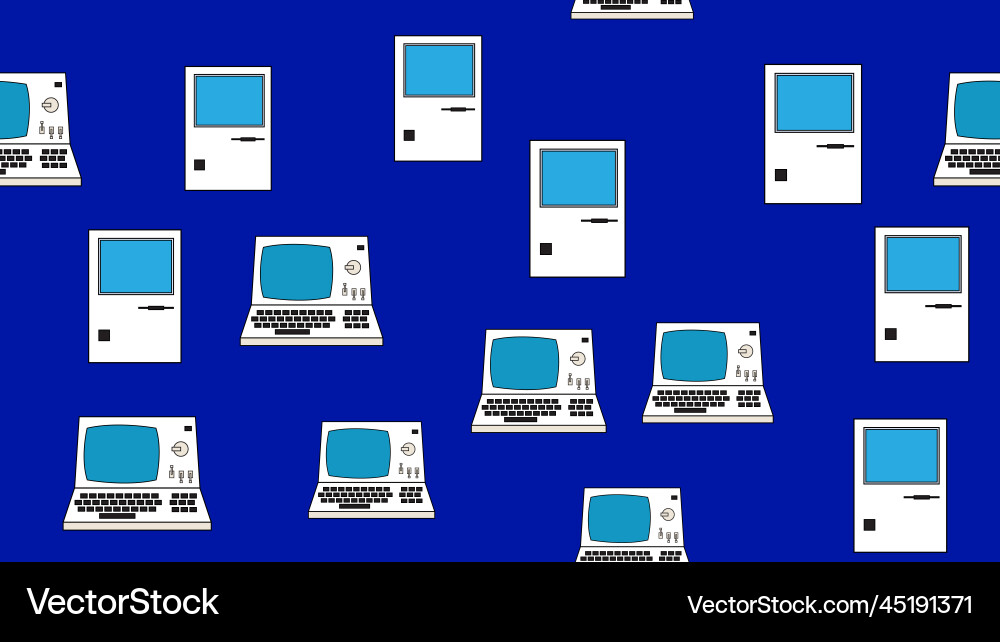 Seamless pattern endless computer with old retro vector image