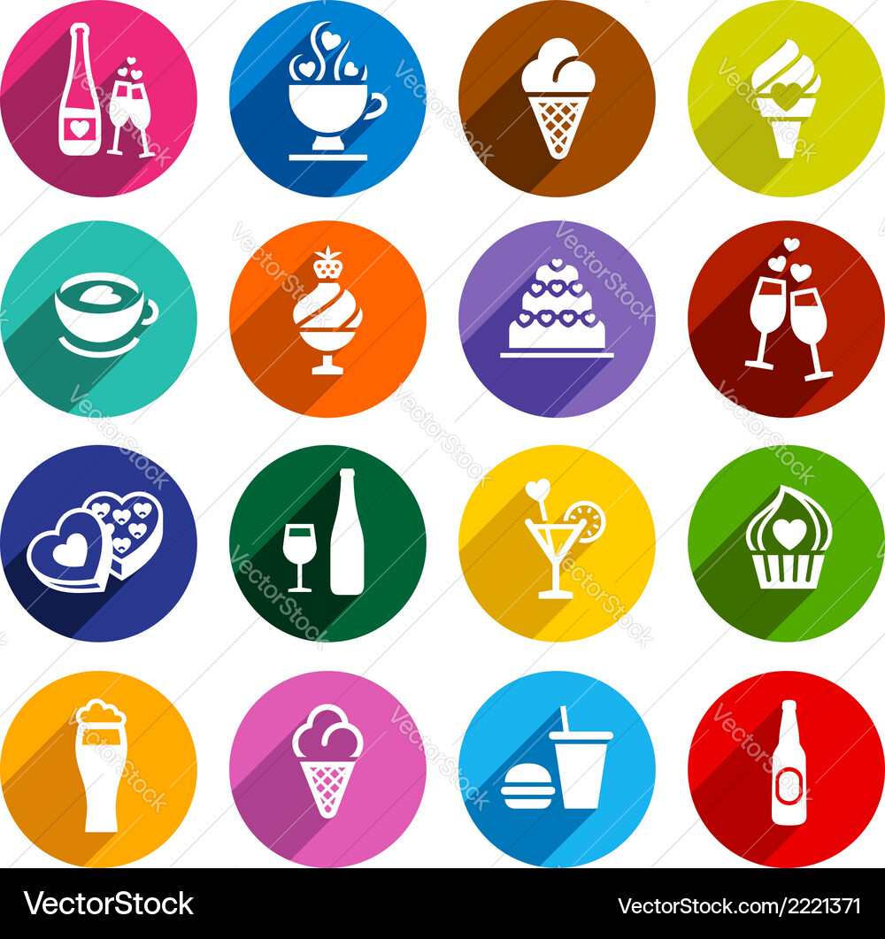 Set flat food icons Royalty Free Vector Image - VectorStock