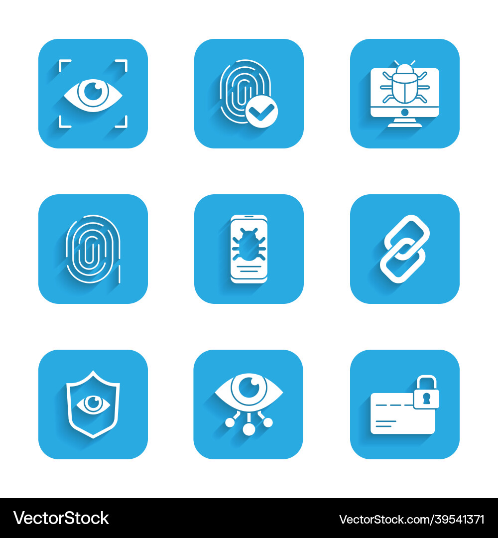 Set system bug on mobile eye scan credit card Set system bug on mobile eye scan credit card vector image