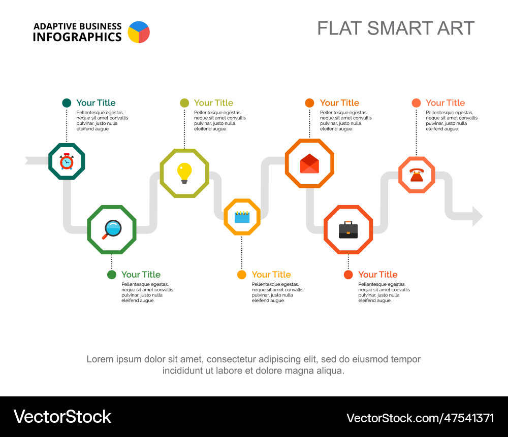 Seven principles workflow slide template Seven principles workflow slide template vector image