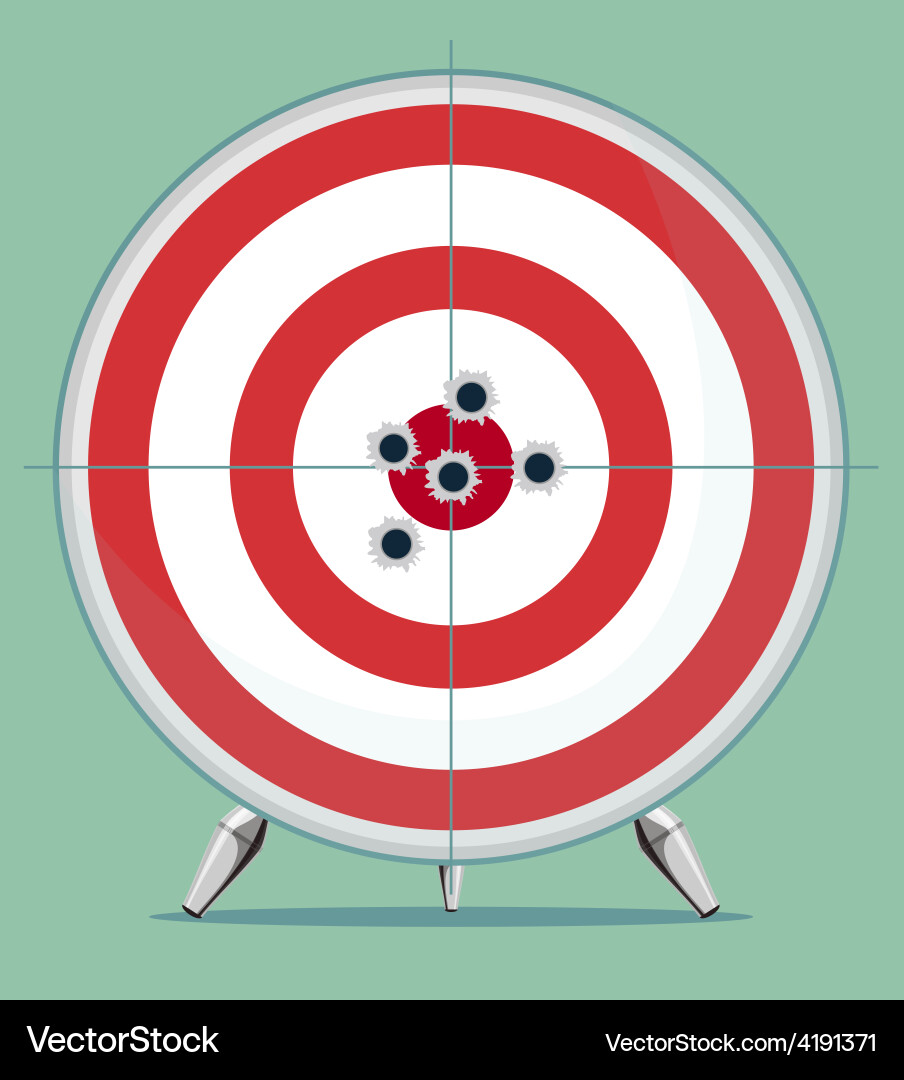 Target with bullet traces in the center Vector Image