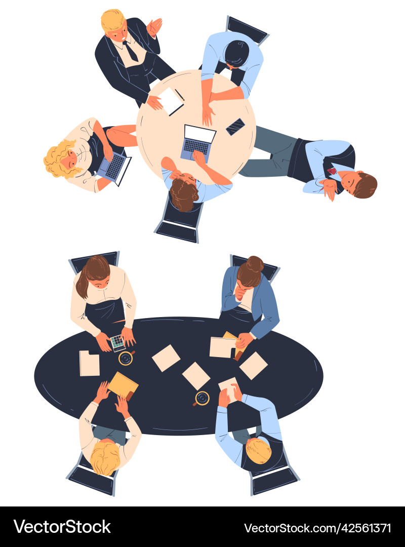 Teamwork with office worker brainstorming at table Teamwork with office worker brainstorming at table vector image