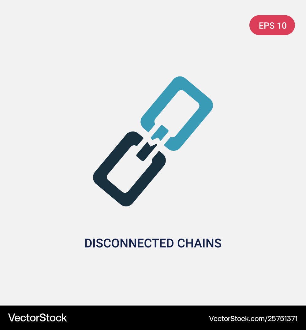 Two color disconnected chains icon from user Two color disconnected chains icon from user vector image
