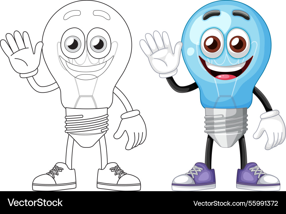 A smiling light bulb character in color Vector Image