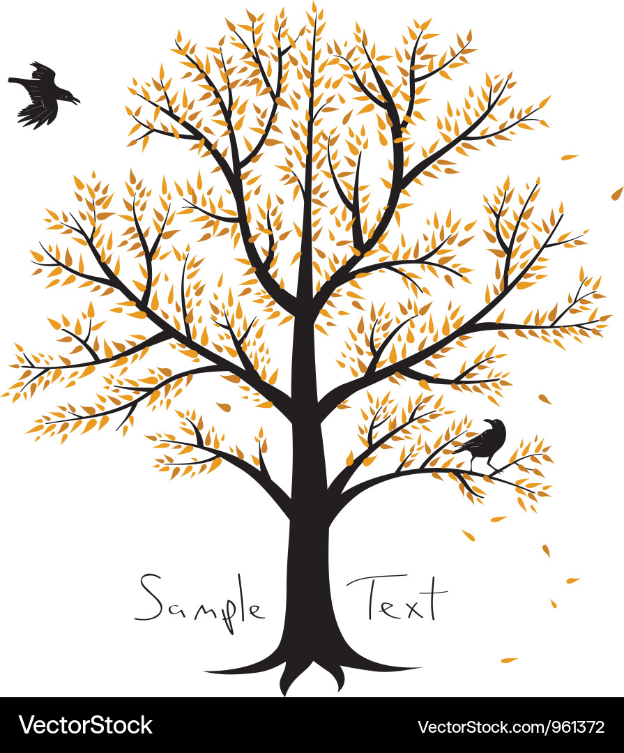 Autumn Tree with Crows vector image
