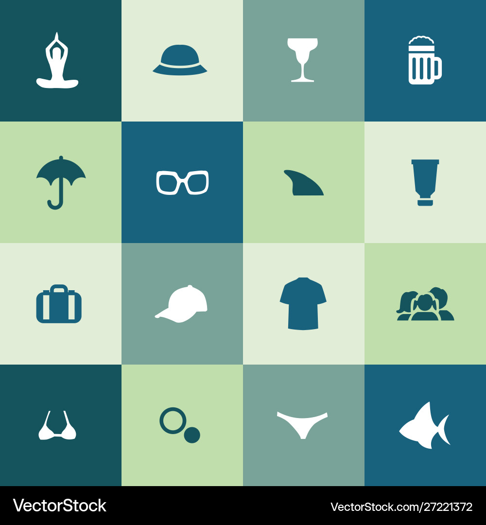 Beach icons universal set for web and ui vector image