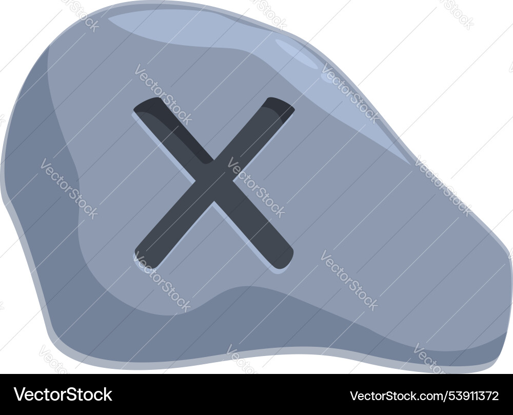 Big grey stone with cross showing wrong way Big grey stone with cross showing wrong way vector image