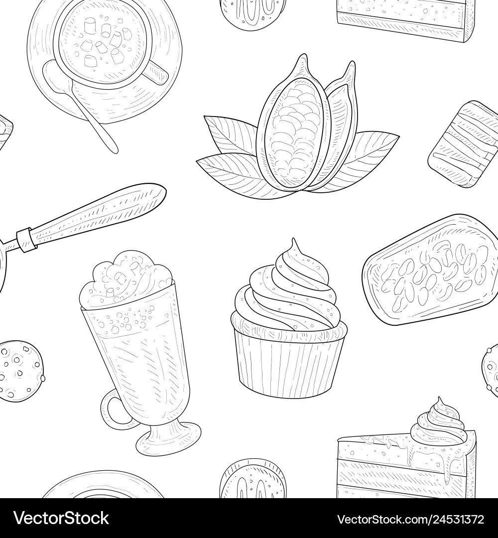 Cocoa products seamless pattern chocolate Cocoa products seamless pattern chocolate vector image