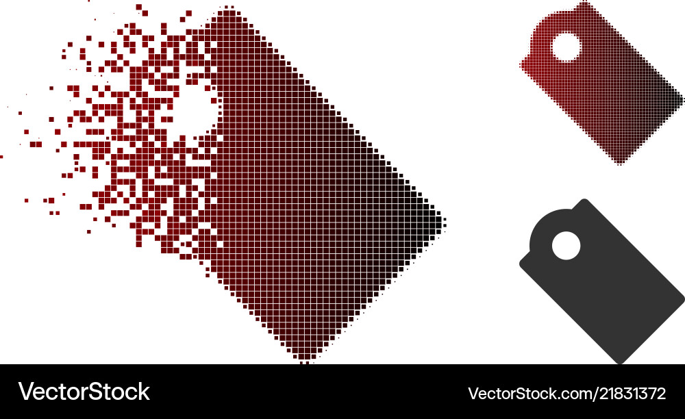 Dissolved pixel halftone tag icon Dissolved pixel halftone tag icon vector image