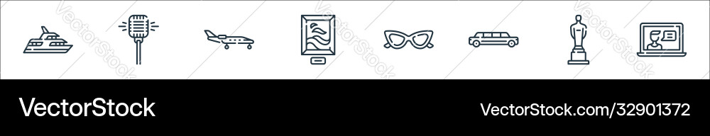Fame line icons linear set quality Fame line icons linear set quality vector image