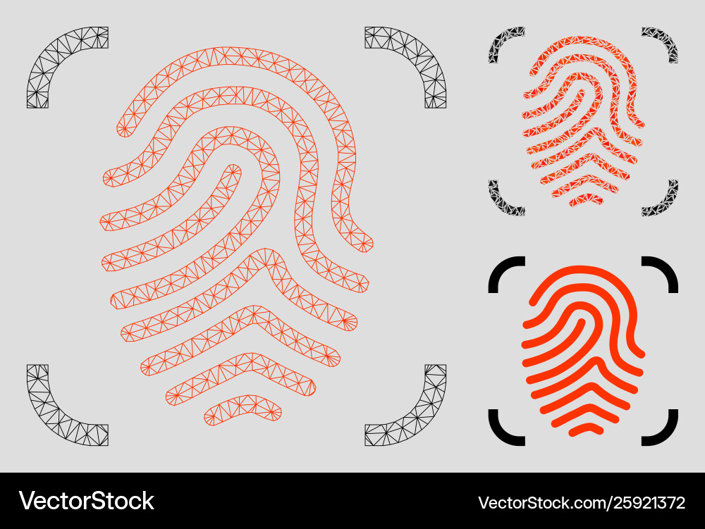 Fingerprint scan mesh carcass model vector image