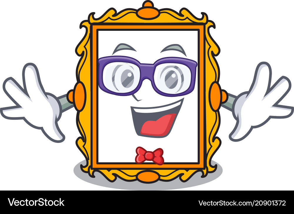 Geek picture frame character cartoon vector image