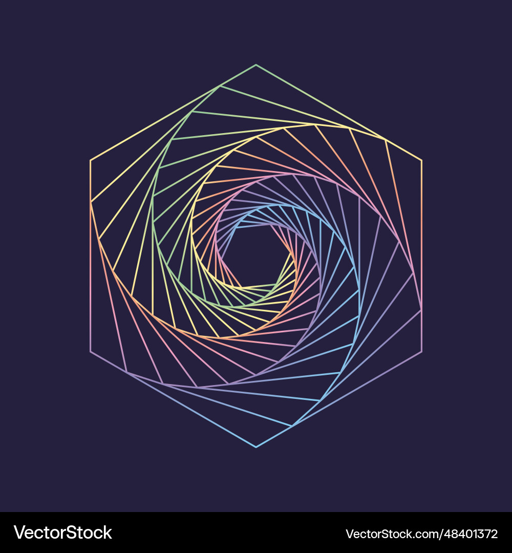 Hexagon spiral whirl gyre abstract geometric vector image