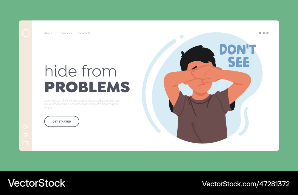 Hide from problems landing page template little Hide from problems landing page template little Vector Image