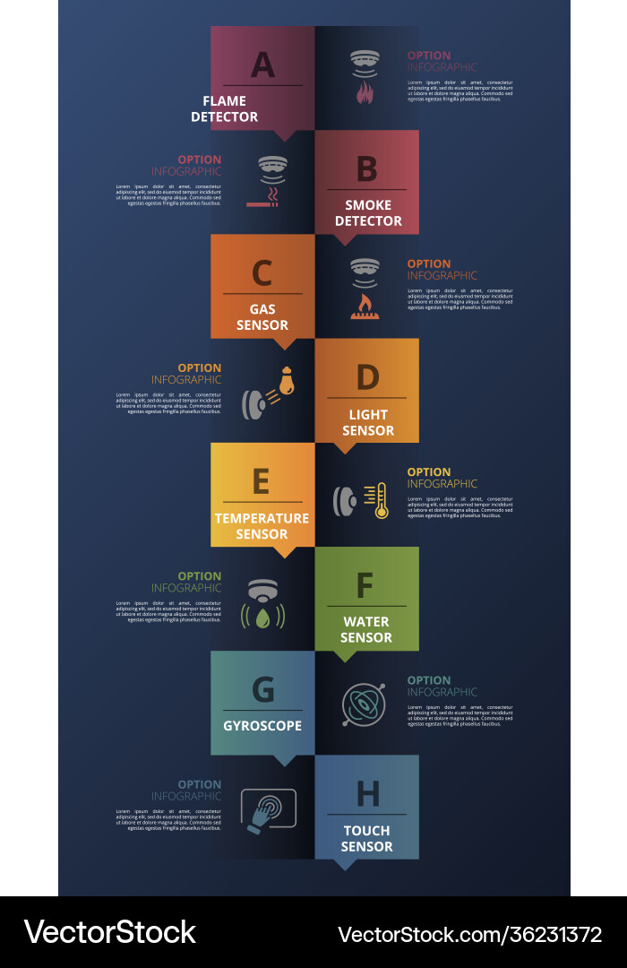 Infographic sensor template icons in different Infographic sensor template icons in different vector image