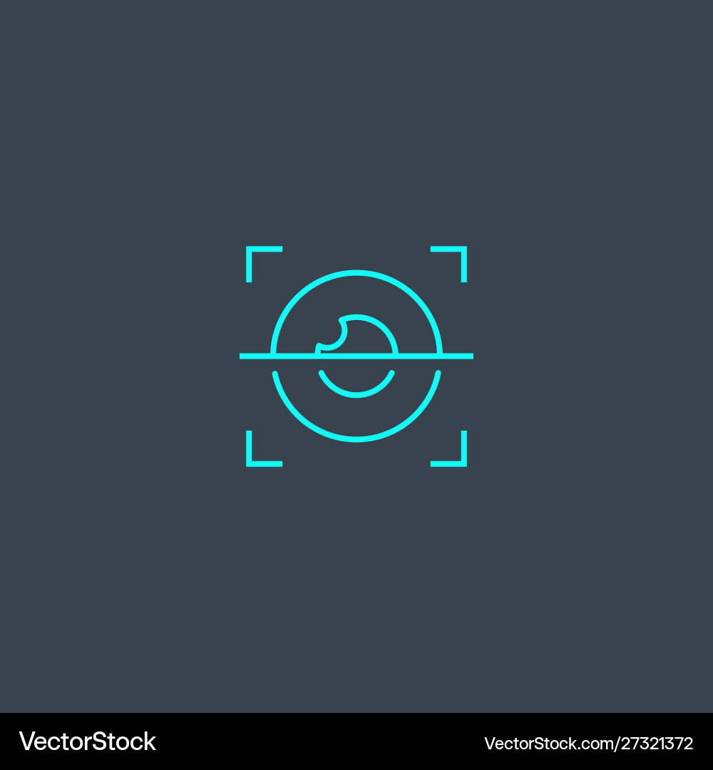 Iris recognition concept blue line icon simple vector image