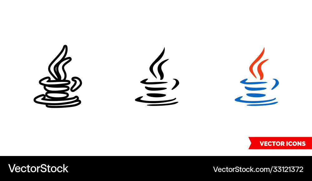 Java symbol icon 3 types color black and white Java symbol icon 3 types color black and white vector image