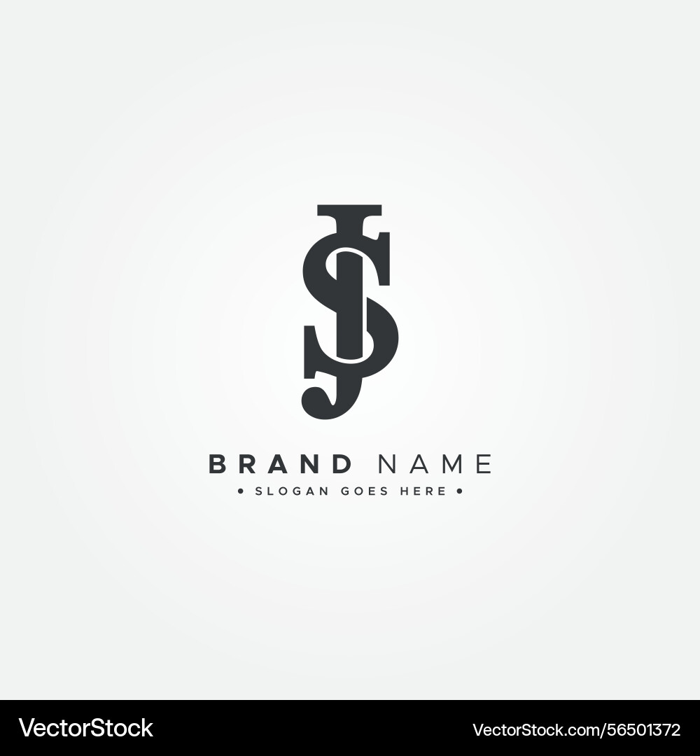 Js or sj logo template - simple icon for initials vector image