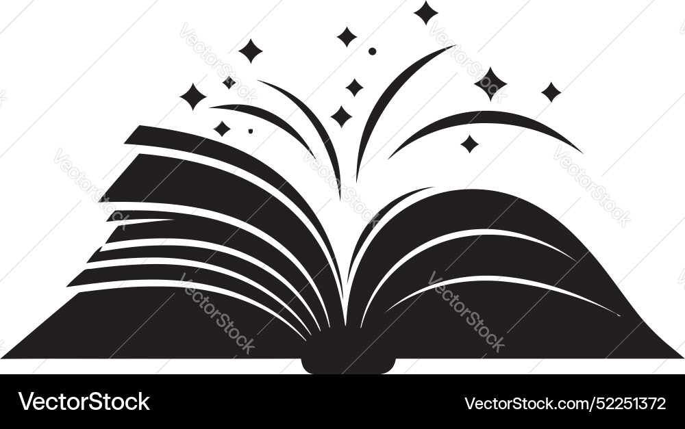 Knowledge unleashed sleek black icon with open Knowledge unleashed sleek black icon with open Vector Image