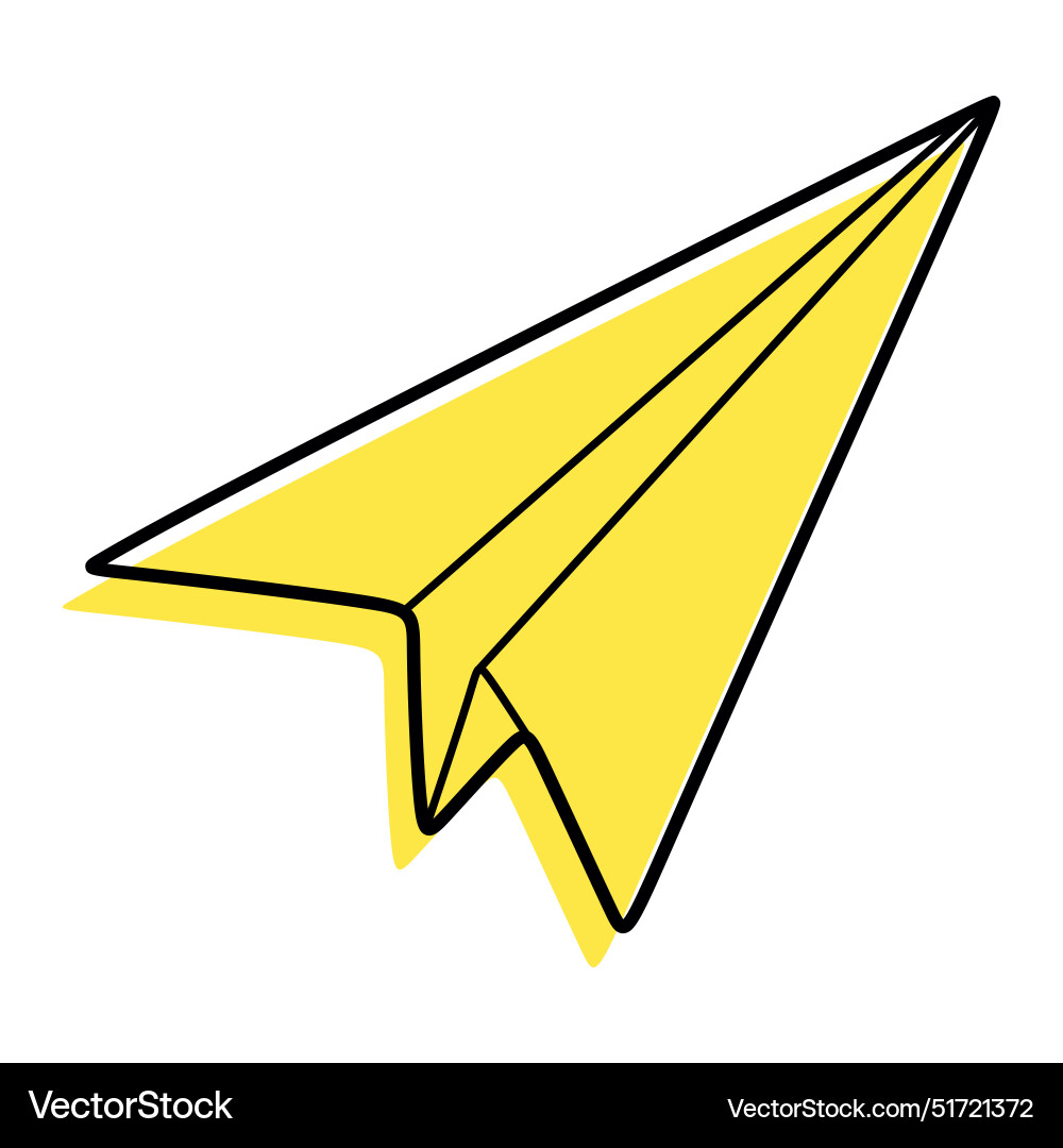 Linear paper plane icon with yellow color shape Vector Image